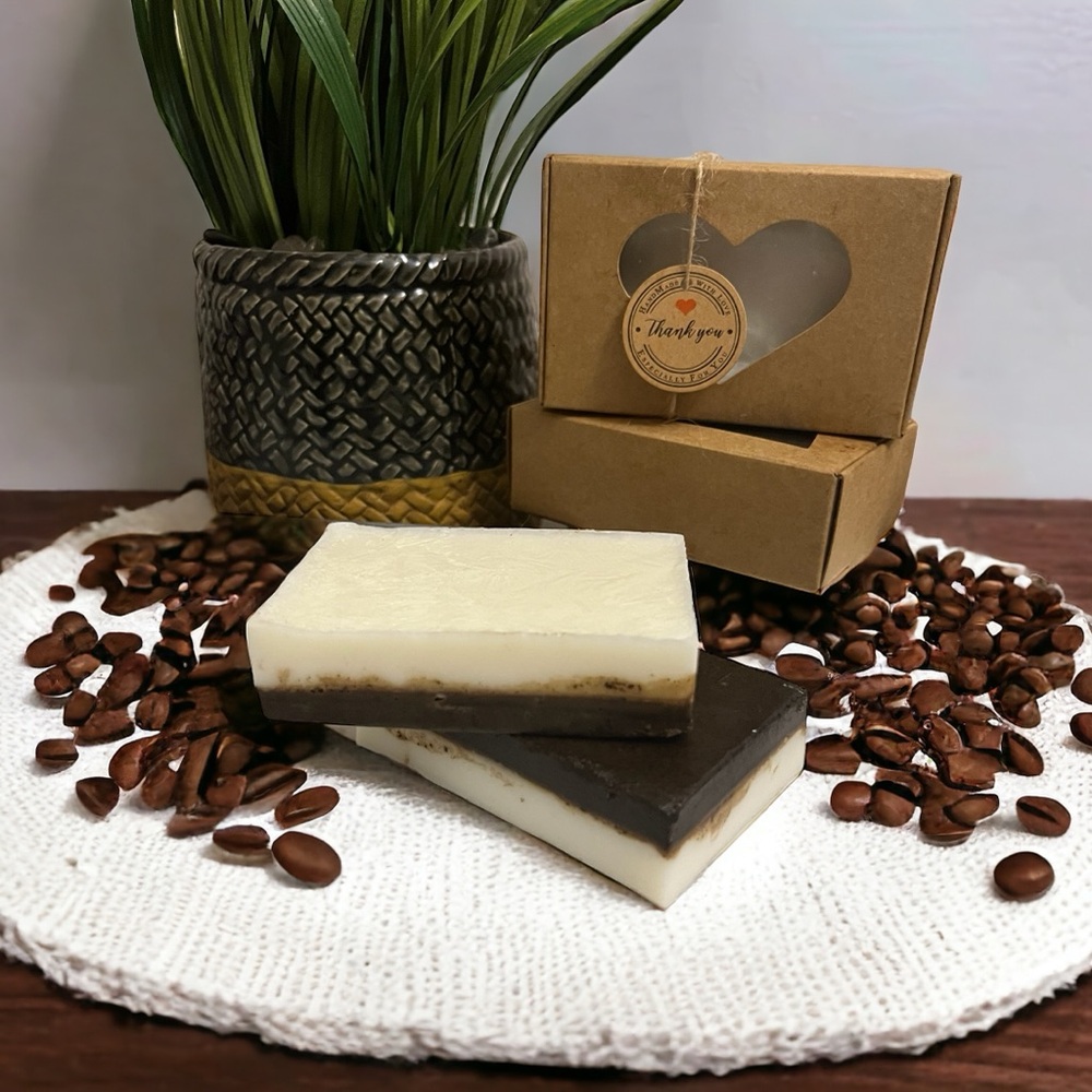 LITT COSMETICS: coffee-infused shea butter soap bar.